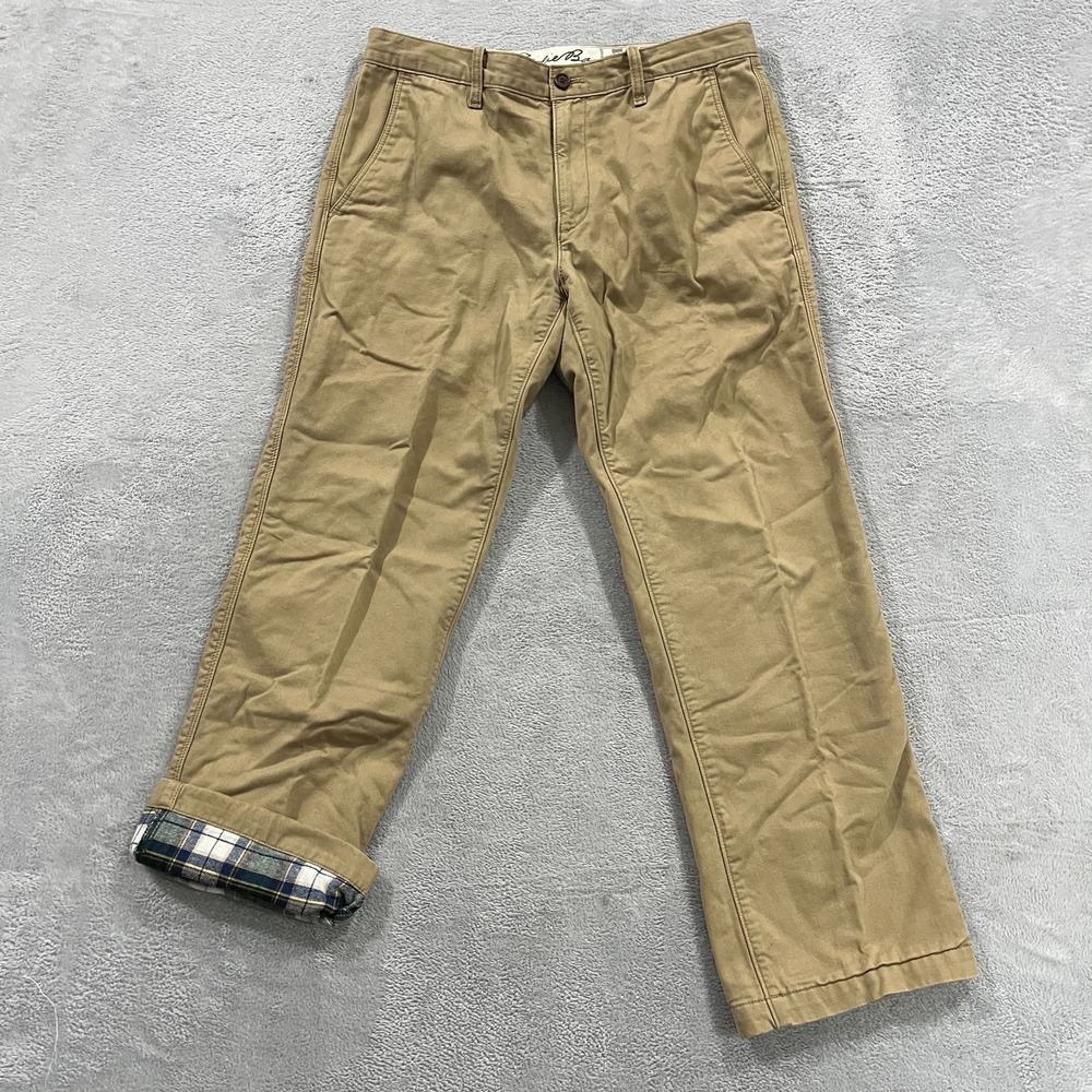 Eddie Bauer Chino Pants Mens 32x30 Tan Legend Wash Flannel Lined Straight Leg